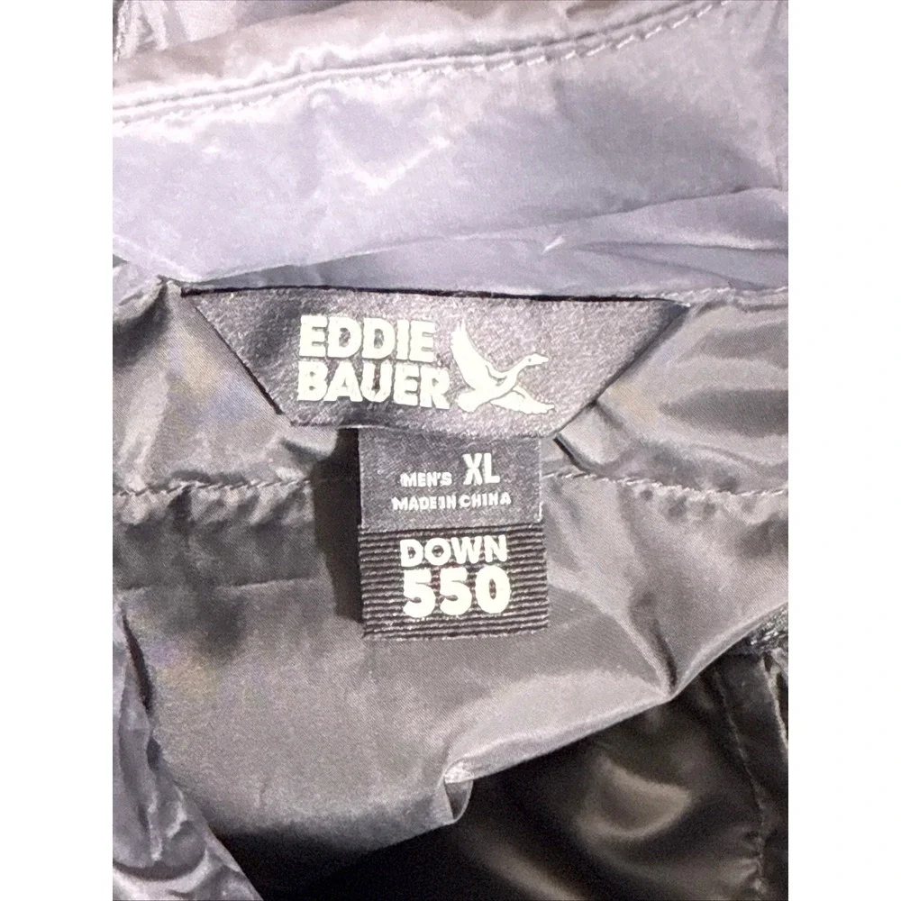 Eddie‎ Bauer Puffer Vest Mens Size Extra Large Gray Full Zip 550 Down Outdoors